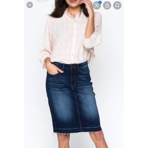 DOWNEAST BASIC Raw Edge Hem Jean Skirt